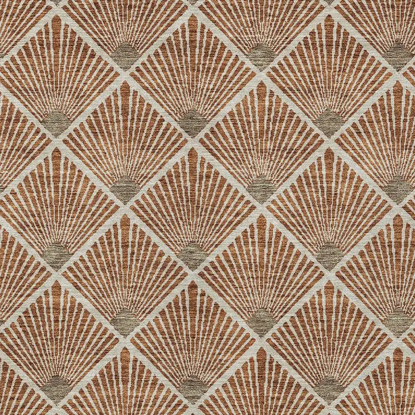 Brown Copper And Beige Geometric Washable Indoor Outdoor Area Rug Photo 5
