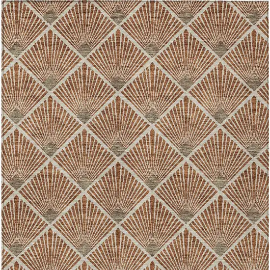 Brown Copper And Beige Geometric Washable Indoor Outdoor Area Rug Photo 7