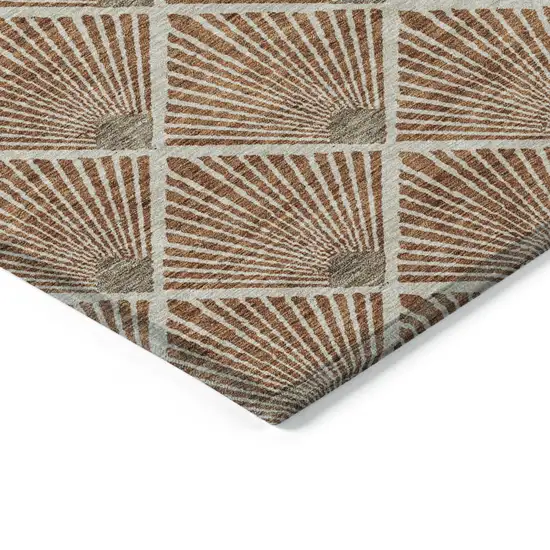 Brown Copper And Beige Geometric Washable Indoor Outdoor Area Rug Photo 4