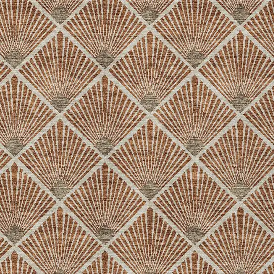 Brown Copper And Beige Geometric Washable Indoor Outdoor Area Rug Photo 5