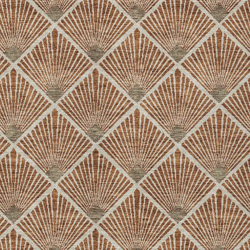 Brown Copper And Beige Geometric Washable Indoor Outdoor Area Rug Photo 5