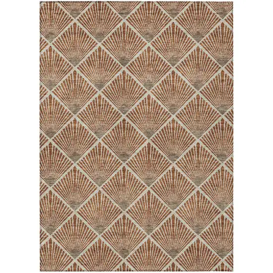 Brown Copper And Beige Geometric Washable Indoor Outdoor Area Rug Photo 2