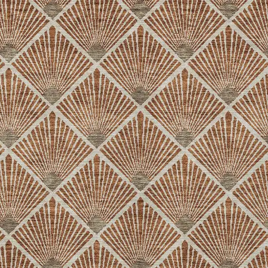 Brown Copper And Beige Geometric Washable Indoor Outdoor Area Rug Photo 5