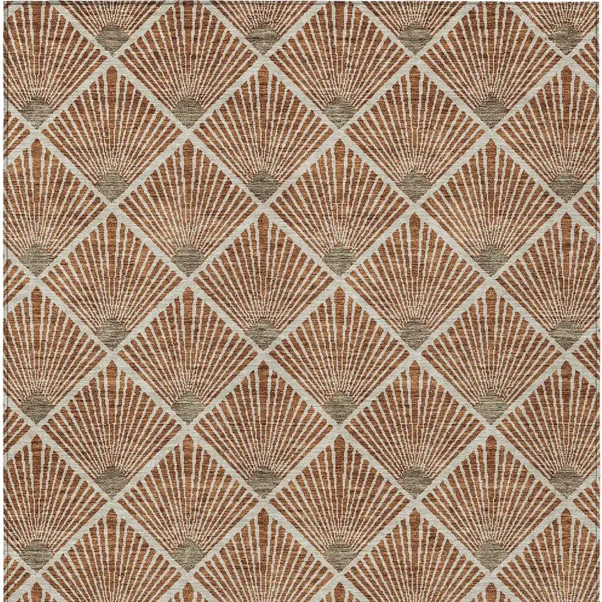 Brown Copper And Beige Geometric Washable Indoor Outdoor Area Rug Photo 7
