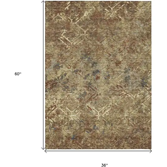 Brown Copper And Gold Geometric Washable Indoor Outdoor Area Rug Photo 7