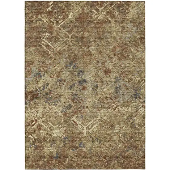 Brown Copper And Gold Geometric Washable Indoor Outdoor Area Rug Photo 2