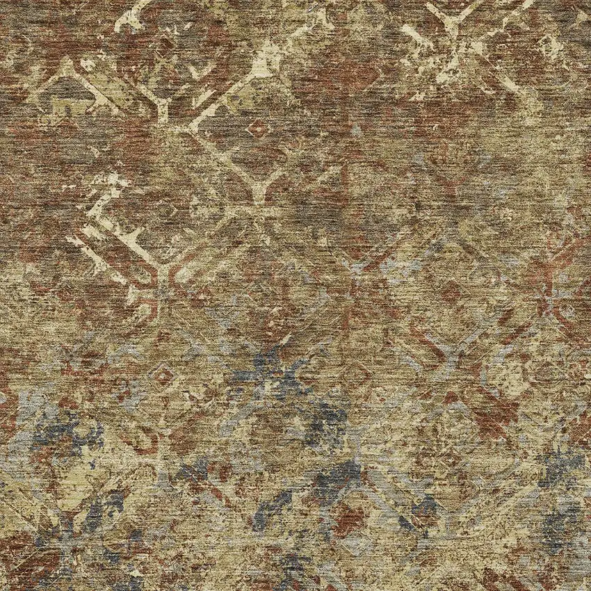 Brown Copper And Gold Geometric Washable Indoor Outdoor Area Rug Photo 5