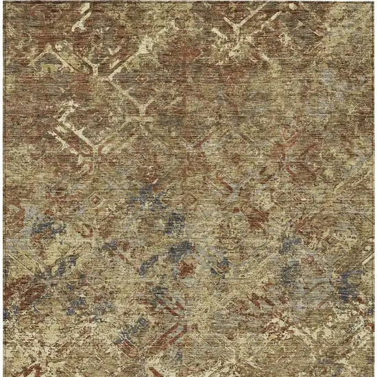 Brown Copper And Gold Geometric Washable Indoor Outdoor Area Rug Photo 6