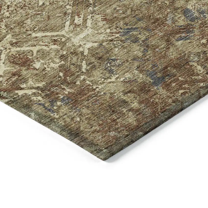 Brown Copper And Gold Geometric Washable Indoor Outdoor Area Rug Photo 4