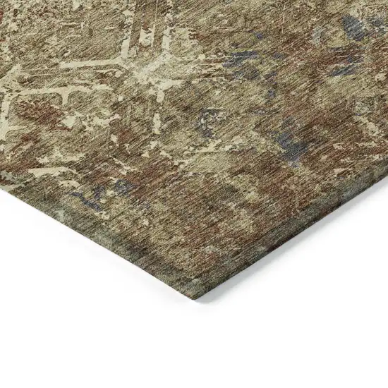 Brown Copper And Gold Geometric Washable Indoor Outdoor Area Rug Photo 4