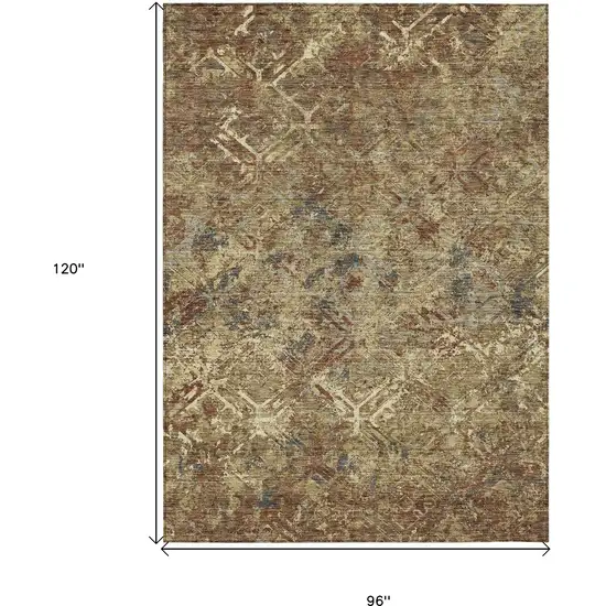 Brown Copper And Gold Geometric Washable Indoor Outdoor Area Rug Photo 3