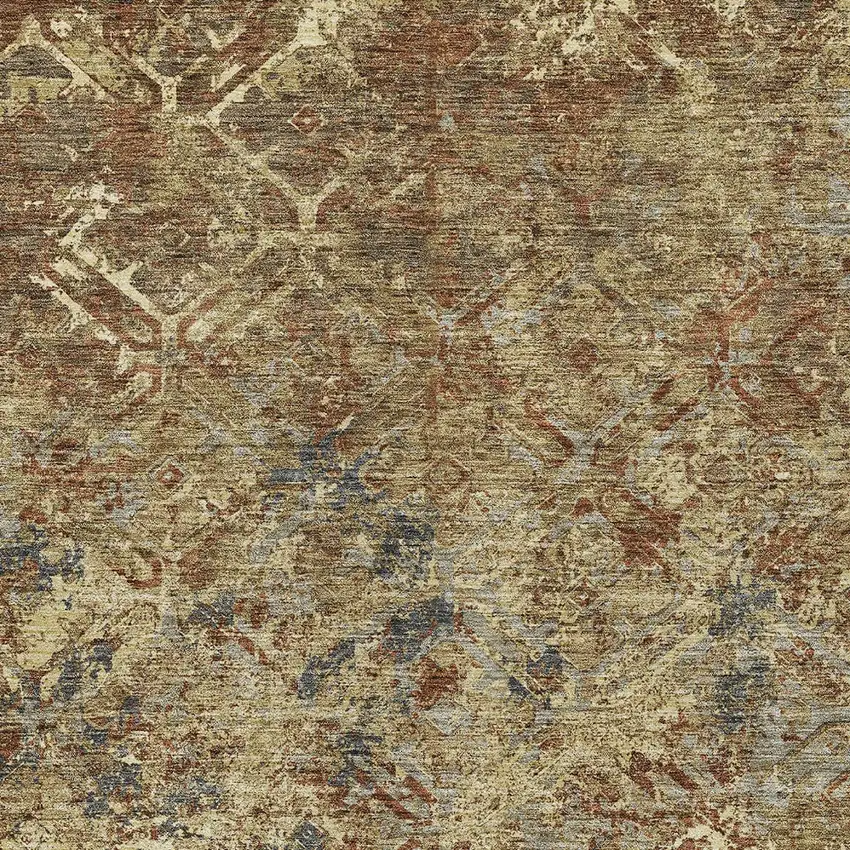 Brown Copper And Gold Geometric Washable Indoor Outdoor Area Rug Photo 4