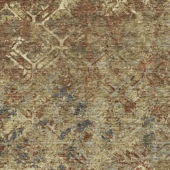 Brown Copper And Gold Geometric Washable Indoor Outdoor Area Rug Photo 4