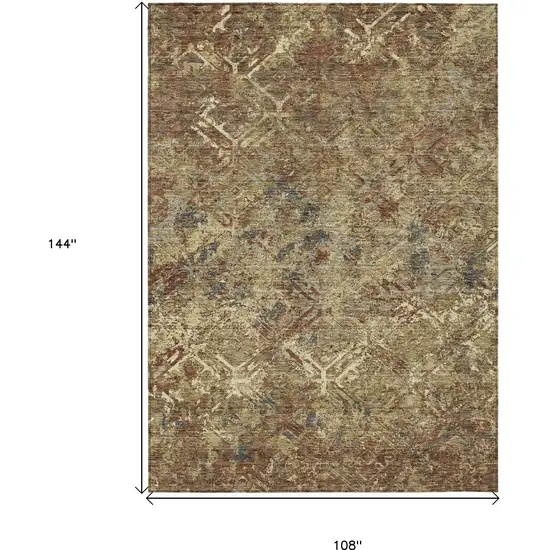 Brown Copper And Gold Geometric Washable Indoor Outdoor Area Rug Photo 3