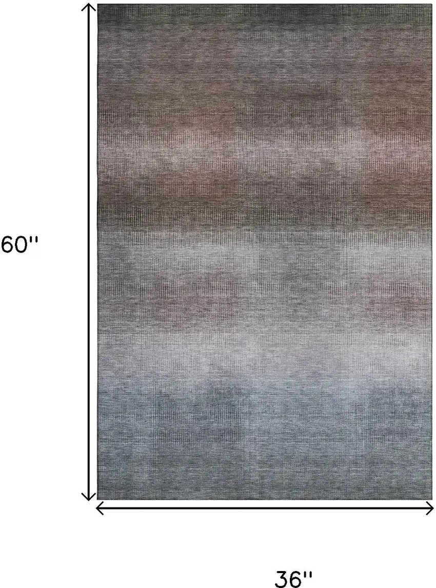 Brown Copper And Gray Striped Washable Area Rug With UV Protection Photo 9