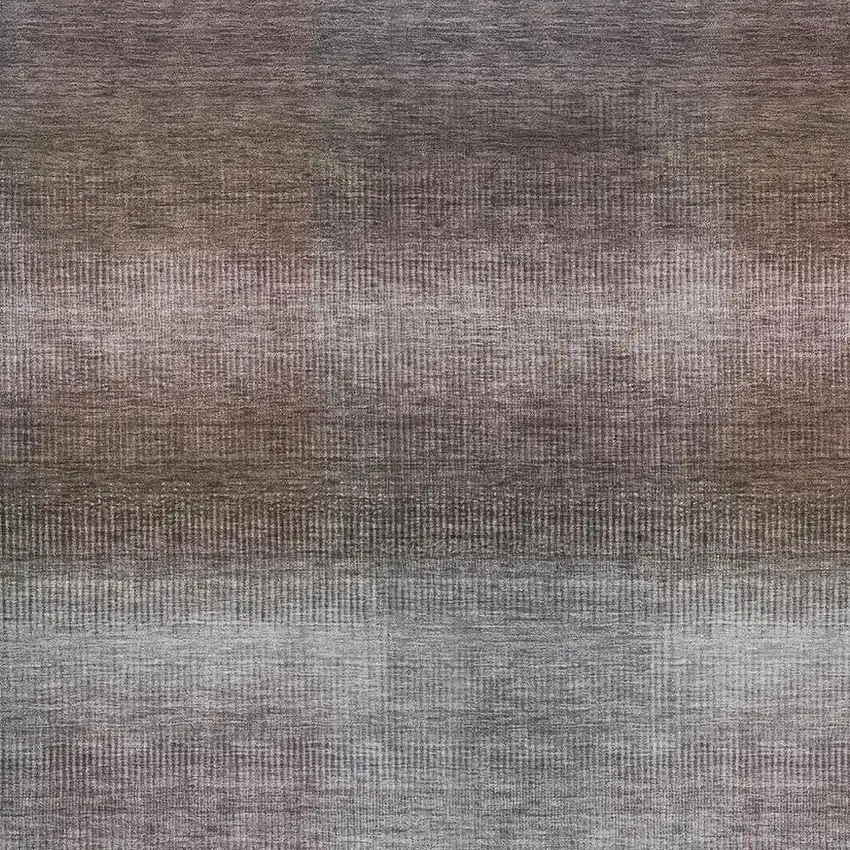 Brown Copper And Gray Striped Washable Area Rug With UV Protection Photo 2