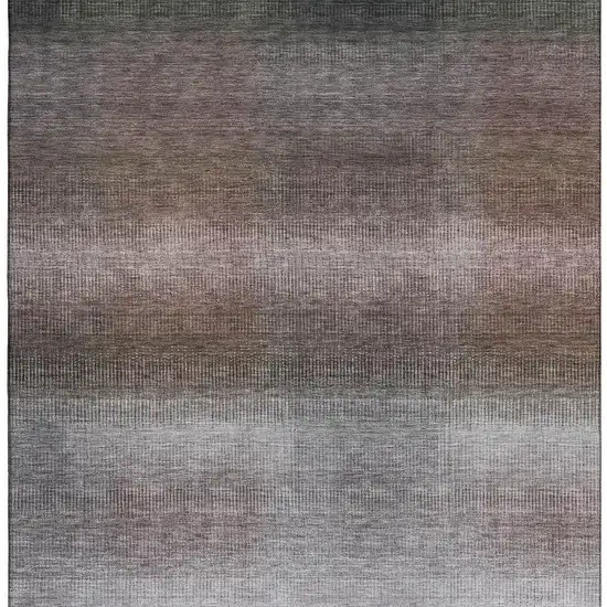 Brown Copper And Gray Striped Washable Area Rug With UV Protection Photo 3