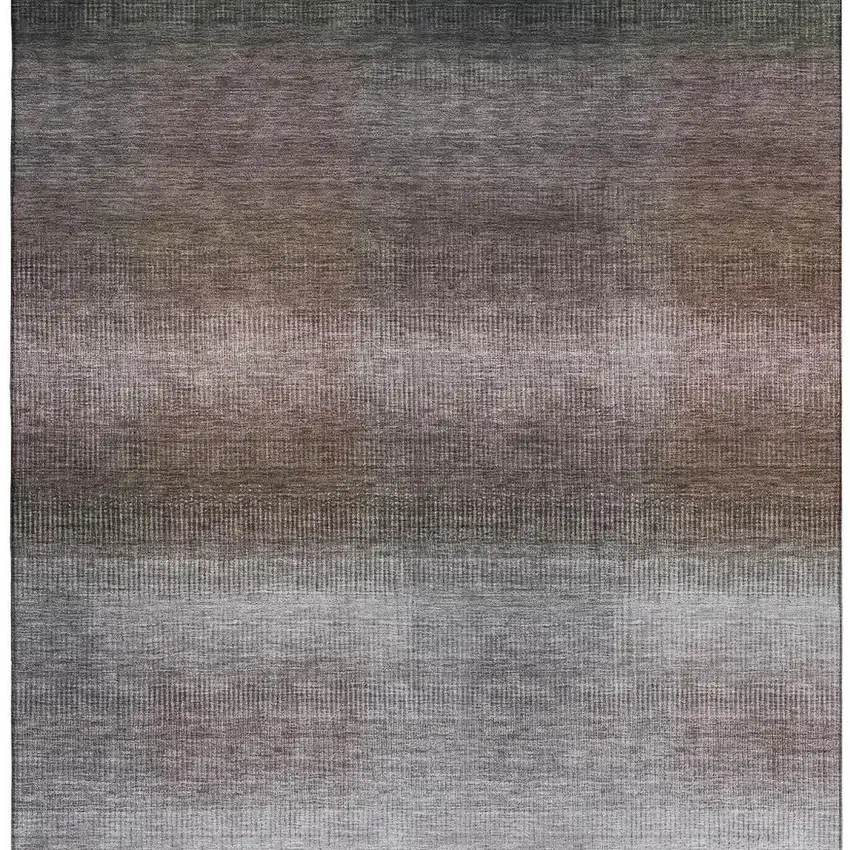 Brown Copper And Gray Striped Washable Area Rug With UV Protection Photo 3