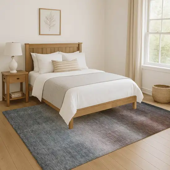 Brown Copper And Gray Striped Washable Area Rug With UV Protection Photo 5