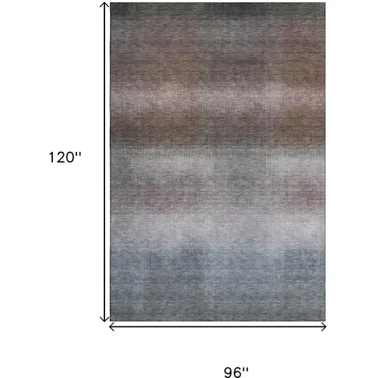 Brown Copper And Gray Striped Washable Area Rug With UV Protection Photo 9