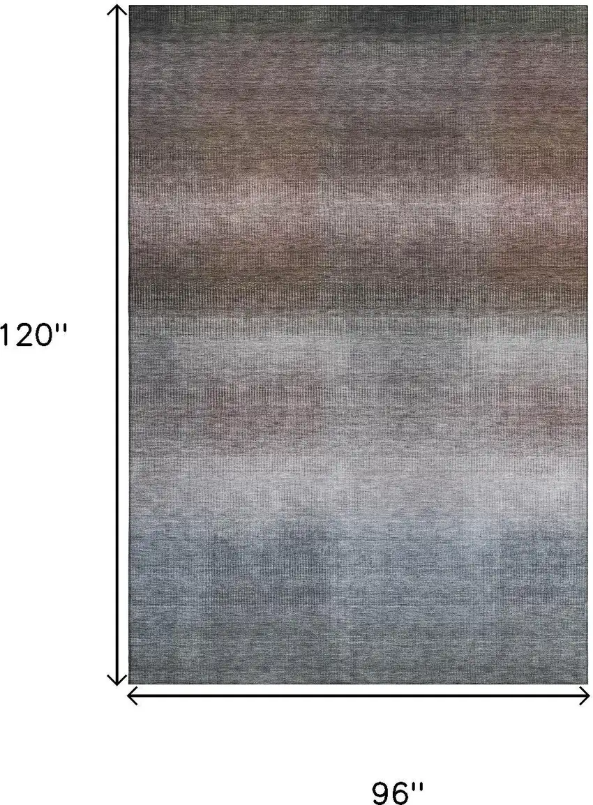 Brown Copper And Gray Striped Washable Area Rug With UV Protection Photo 9