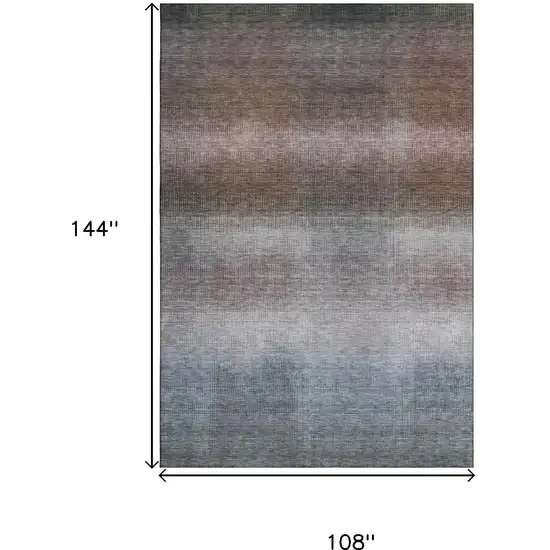 Brown Copper And Gray Striped Washable Area Rug With UV Protection Photo 8