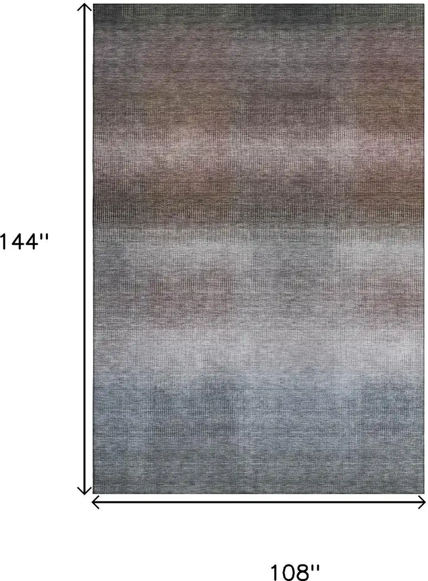 Brown Copper And Gray Striped Washable Area Rug With UV Protection Photo 8