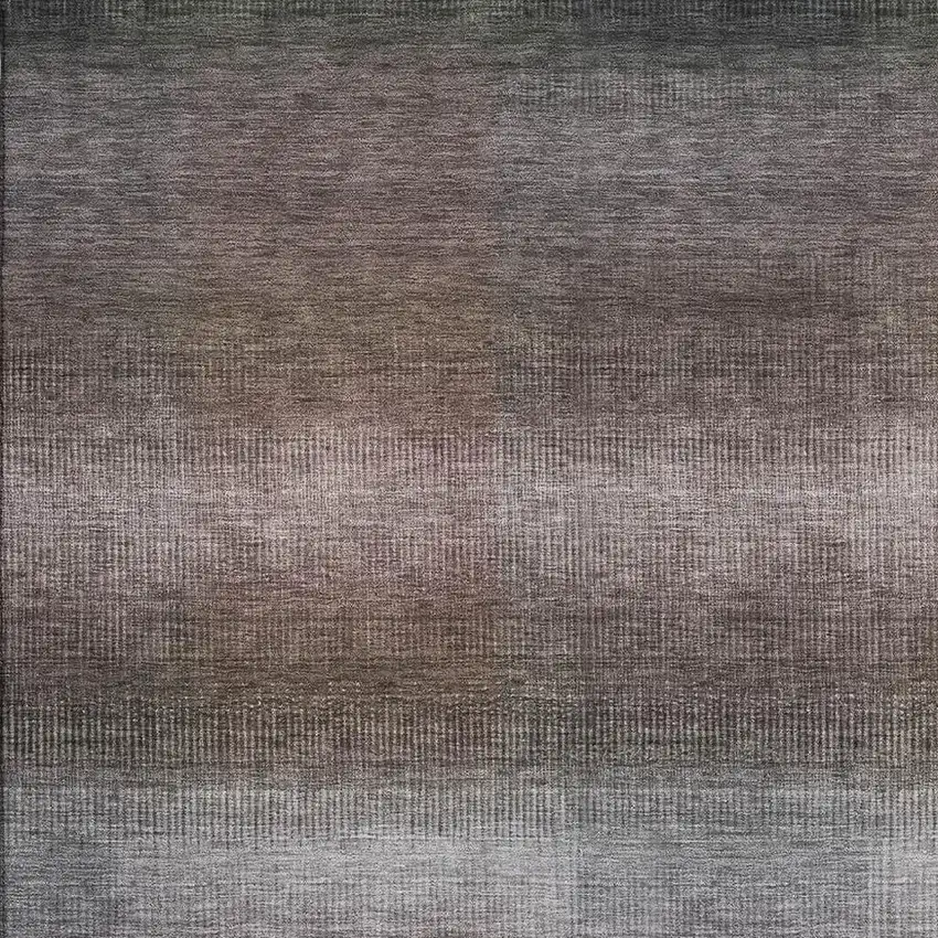 Brown Copper And Gray Striped Washable Area Rug With UV Protection Photo 2