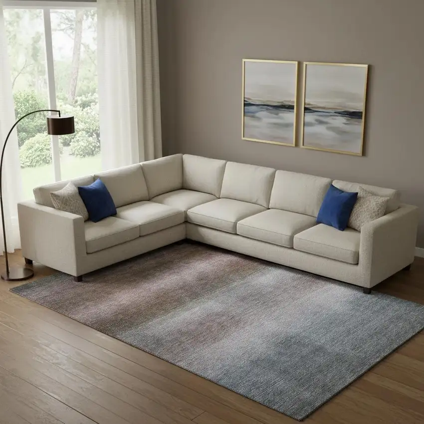 Brown Copper And Gray Striped Washable Area Rug With UV Protection Photo 2