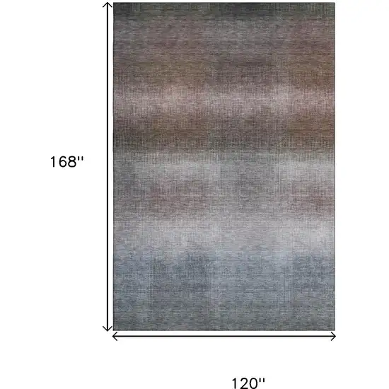 Brown Copper And Gray Striped Washable Area Rug With UV Protection Photo 9