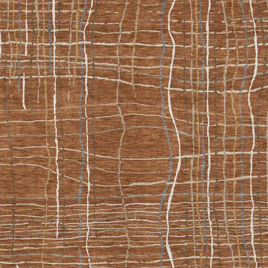Brown Copper And Gray Striped Washable Indoor Outdoor Area Rug Photo 6