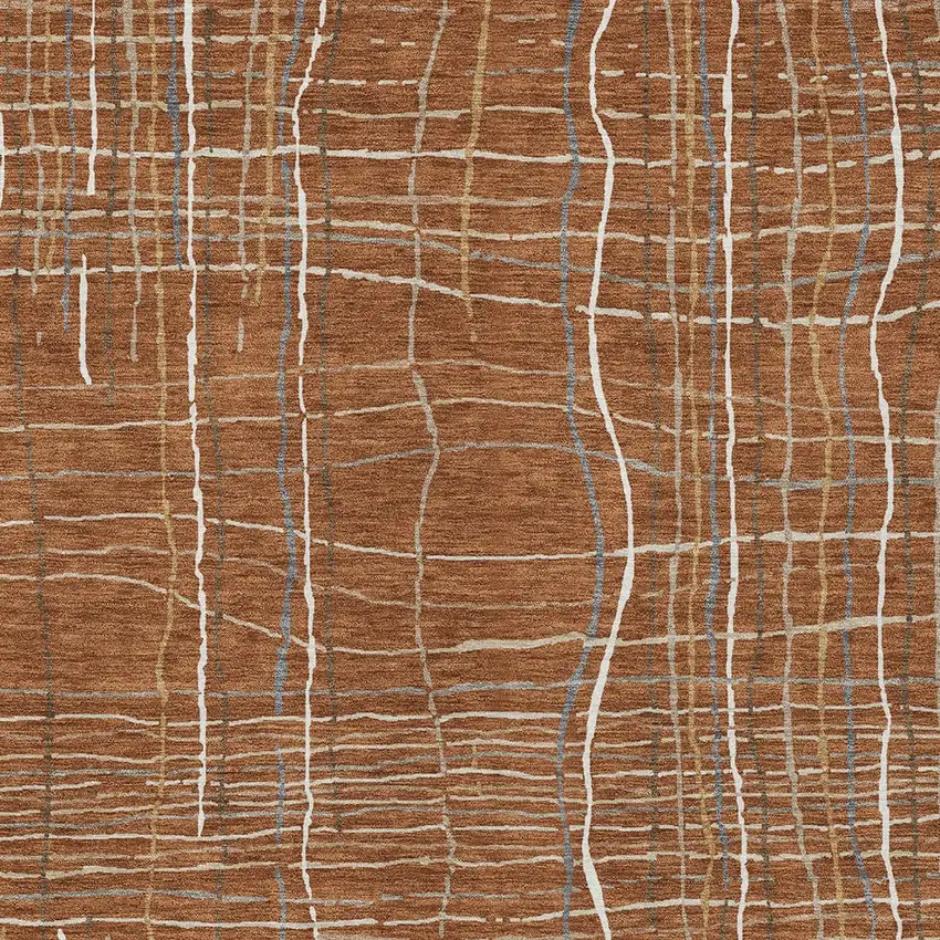 Brown Copper And Gray Striped Washable Indoor Outdoor Area Rug Photo 6