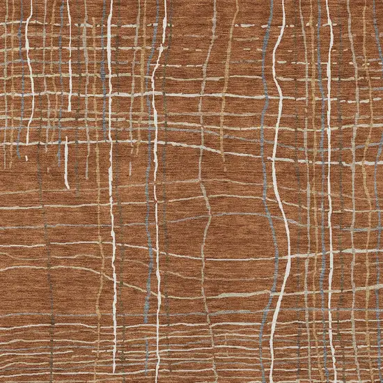 Brown Copper And Gray Striped Washable Indoor Outdoor Area Rug Photo 6