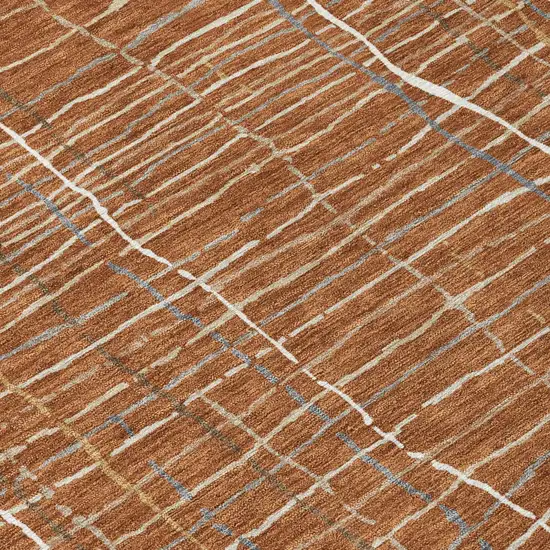 Brown Copper And Gray Striped Washable Indoor Outdoor Area Rug Photo 4