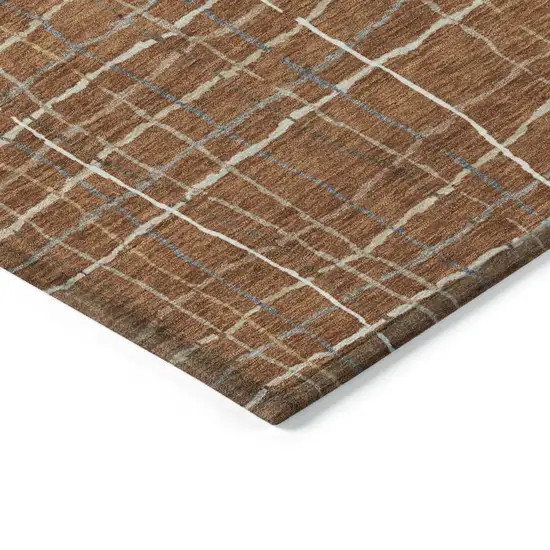 Brown Copper And Gray Striped Washable Indoor Outdoor Area Rug Photo 3