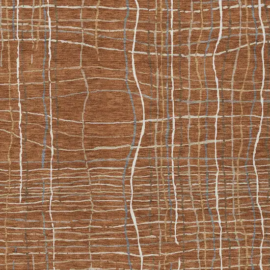 Brown Copper And Gray Striped Washable Indoor Outdoor Area Rug Photo 6