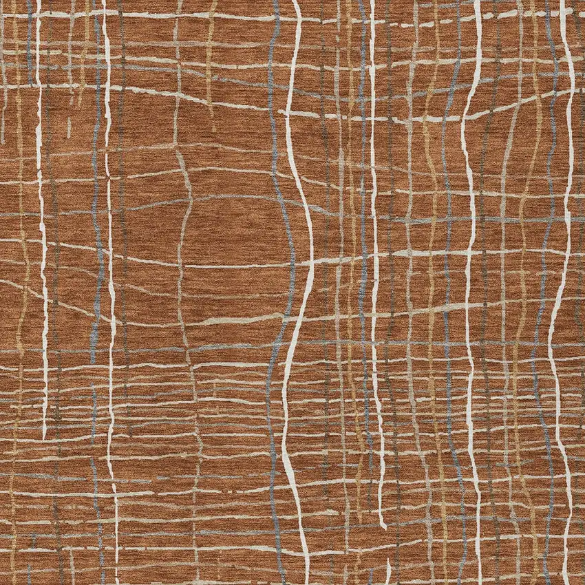 Brown Copper And Gray Striped Washable Indoor Outdoor Area Rug Photo 6