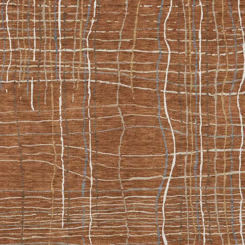 Brown Copper And Gray Striped Washable Indoor Outdoor Area Rug Photo 6