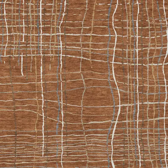 Brown Copper And Gray Striped Washable Indoor Outdoor Area Rug Photo 6