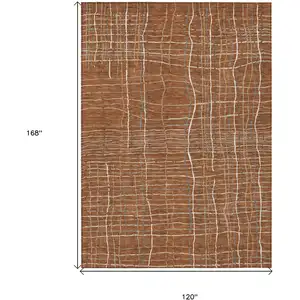 Photo of Brown Copper And Gray Striped Washable Indoor Outdoor Area Rug