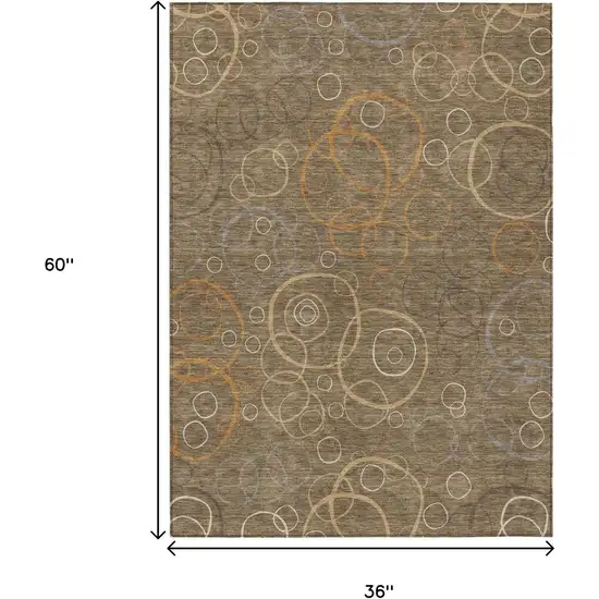 Brown Copper And Ivory Geometric Washable Indoor Outdoor Area Rug Photo 7