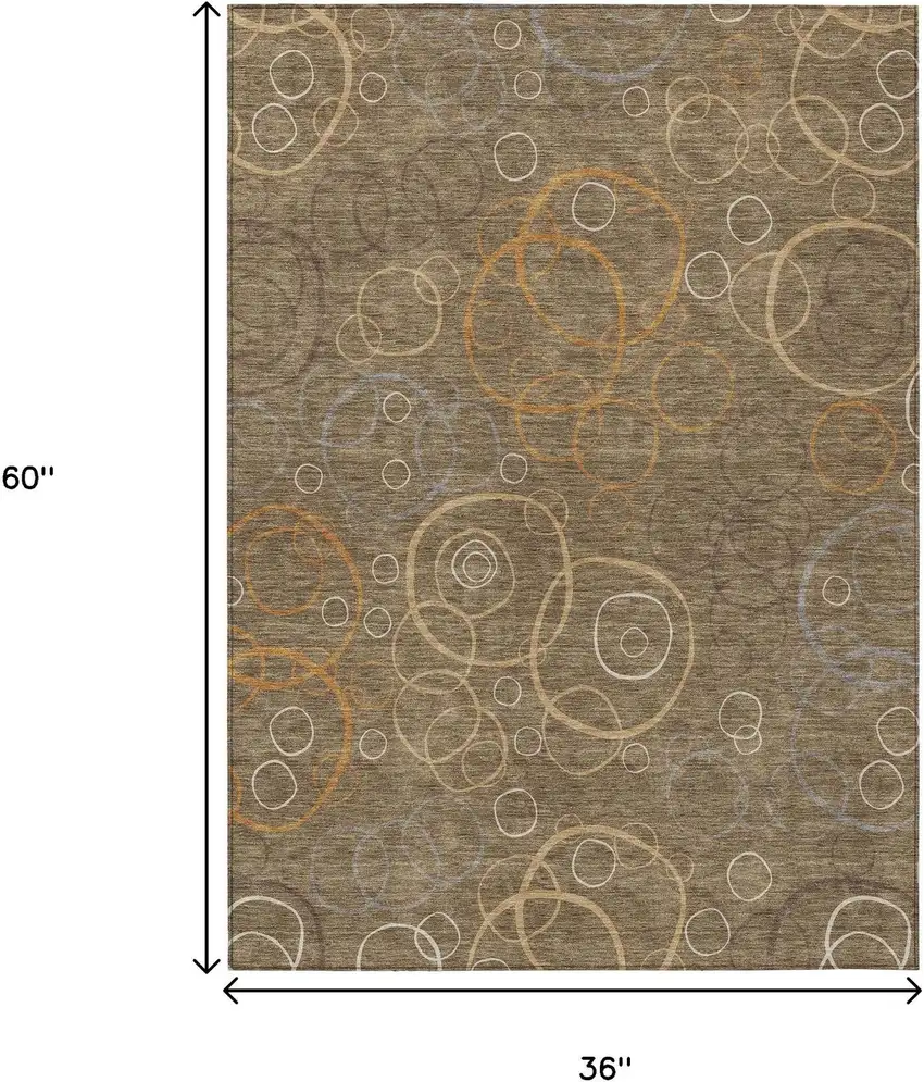 Brown Copper And Ivory Geometric Washable Indoor Outdoor Area Rug Photo 7