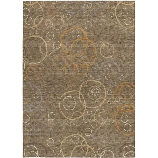Brown Copper And Ivory Geometric Washable Indoor Outdoor Area Rug Photo 3