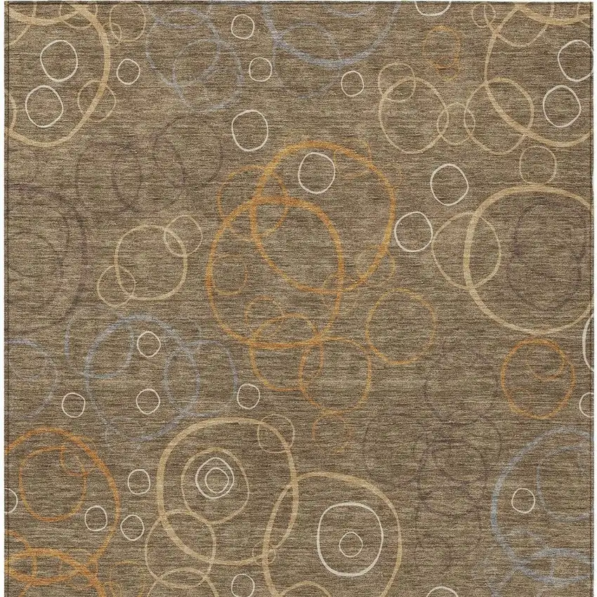 Brown Copper And Ivory Geometric Washable Indoor Outdoor Area Rug Photo 2