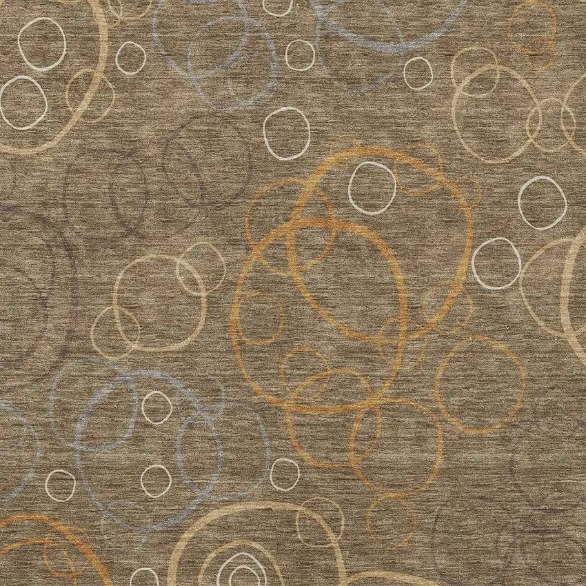 Brown Copper And Ivory Geometric Washable Indoor Outdoor Area Rug Photo 2