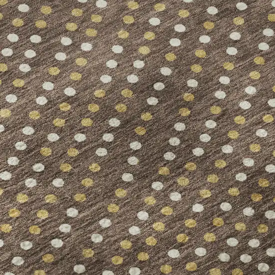 Brown Copper And Ivory Polka Dot Washable Area Rug With UV Protection Photo 9