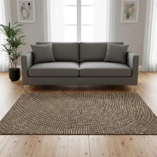 Brown Copper And Ivory Polka Dot Washable Area Rug With UV Protection Photo 2