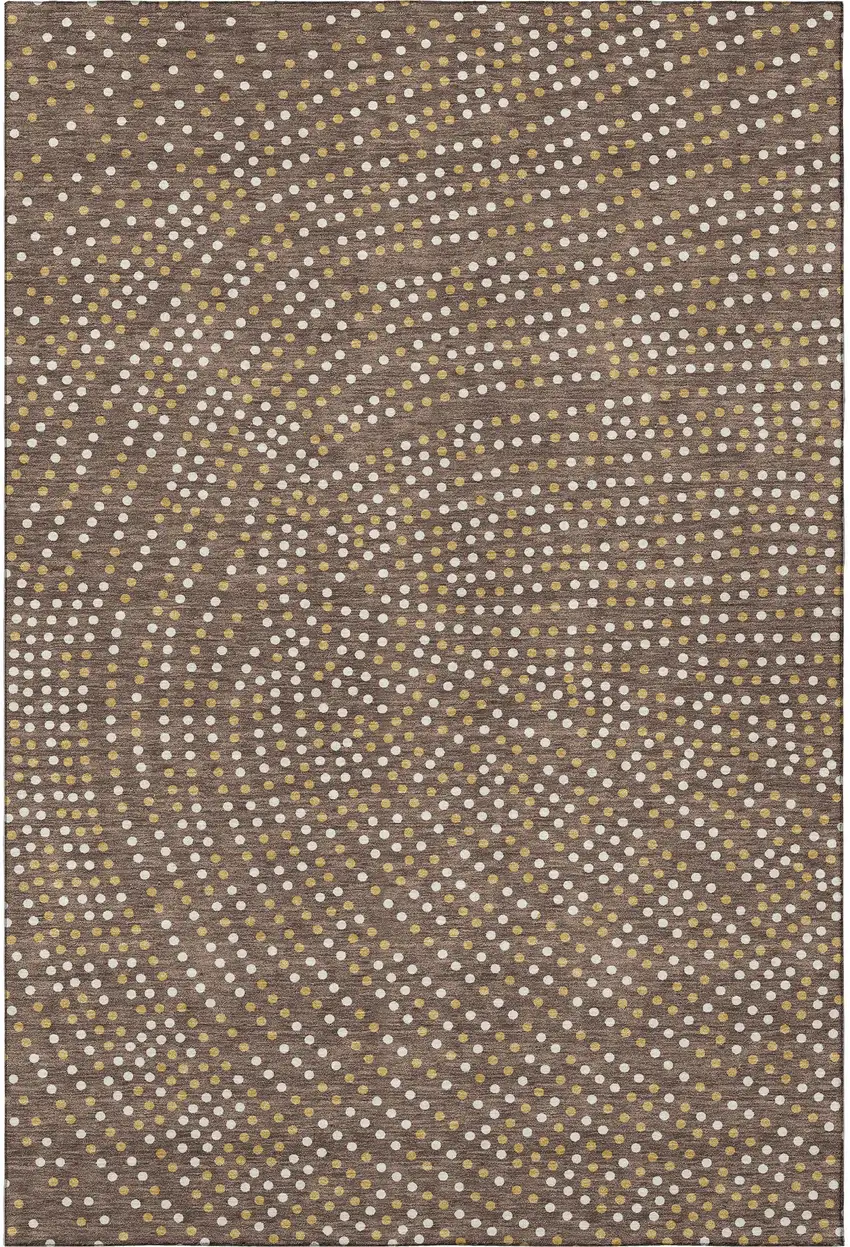 Brown Copper And Ivory Polka Dot Washable Area Rug With UV Protection Photo 3