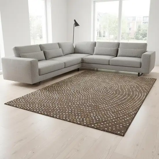 Brown Copper And Ivory Polka Dot Washable Area Rug With UV Protection Photo 2