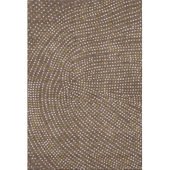 Brown Copper And Ivory Polka Dot Washable Area Rug With UV Protection Photo 3